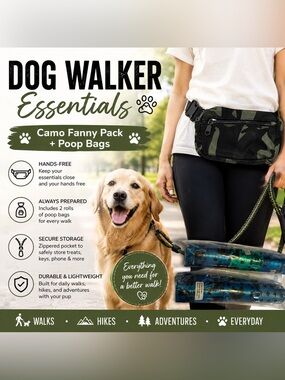 Camo Fanny Pack Dog Poop Bag Dispenser Set